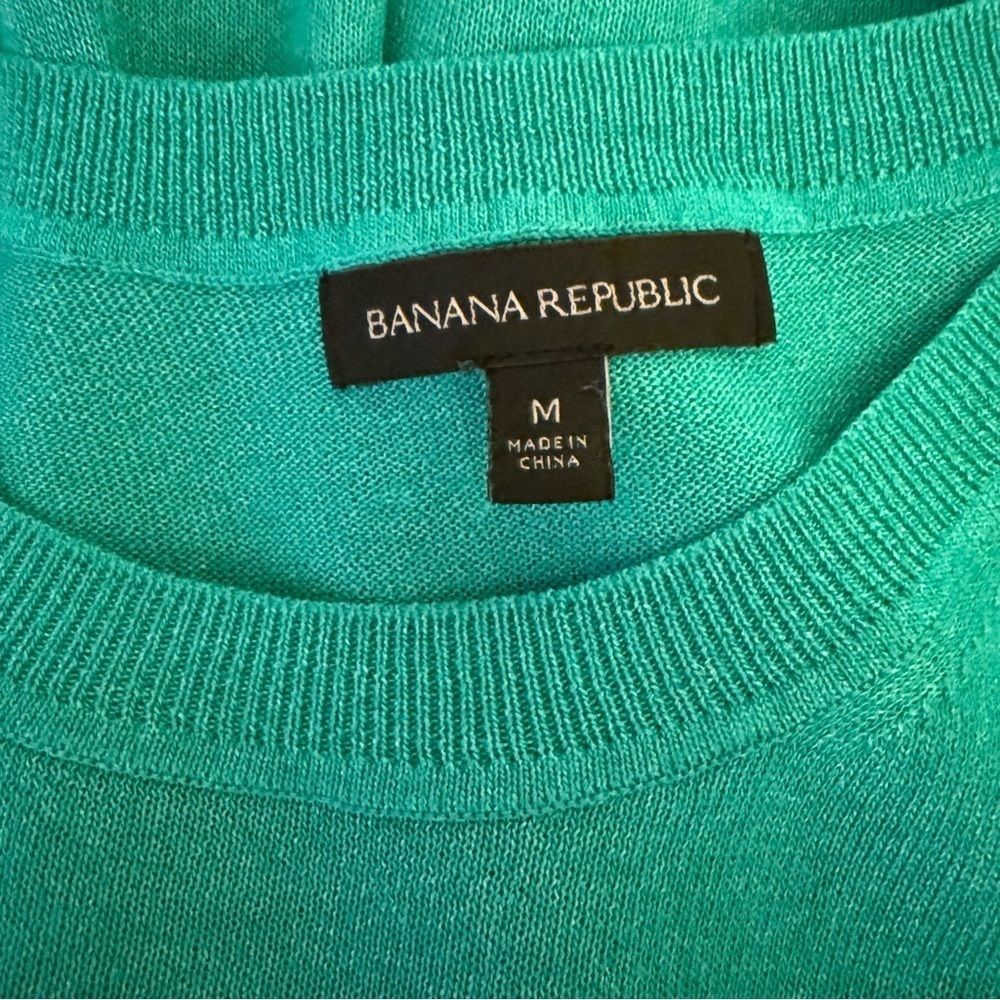 Banana Republic Sleeveless Ruffle Sweater Short Sleeve Green Top Size Medium - Picture 14 of 15